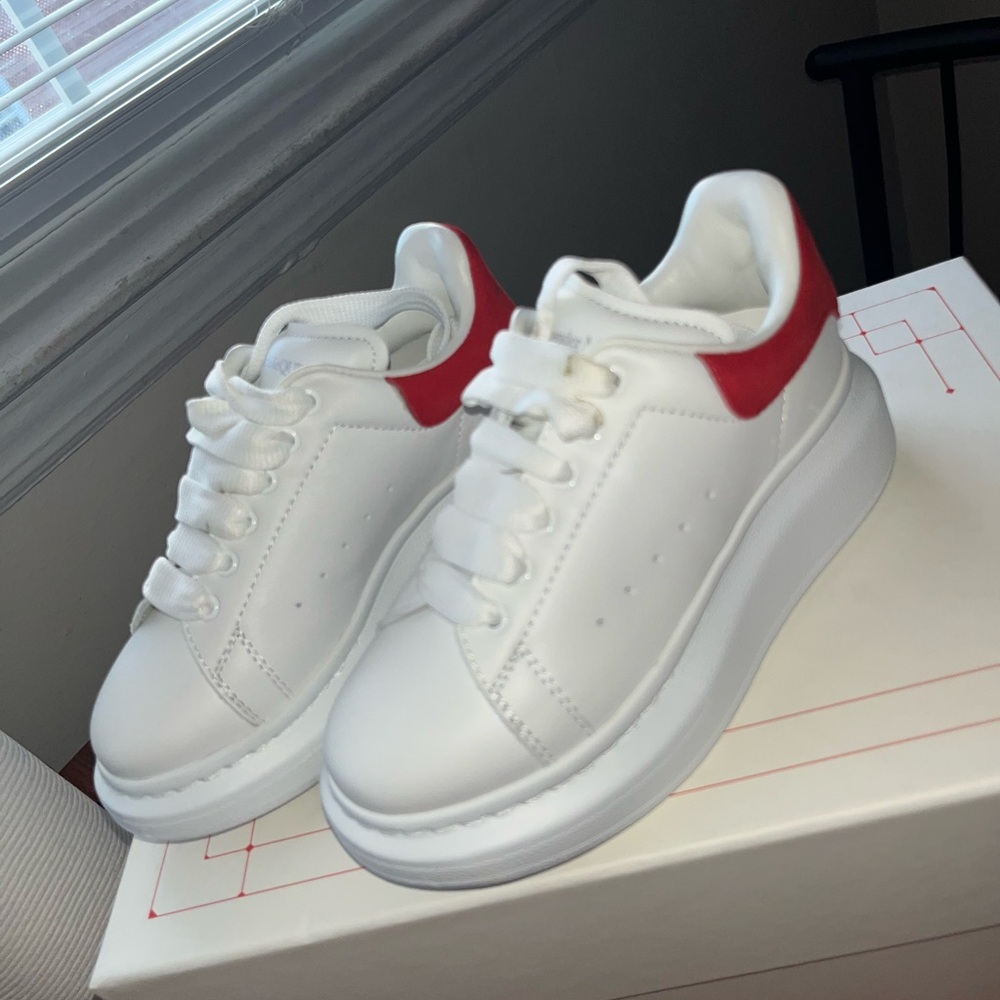 Alexander McQueen Kids White and Red Sneakers